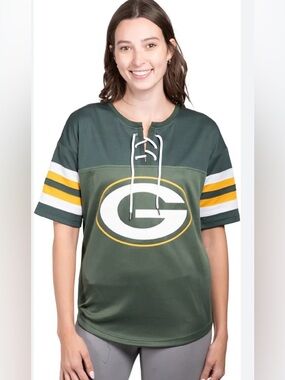 Green Bay Packers Women’s Lace-Up Jersey, Size M, NWT